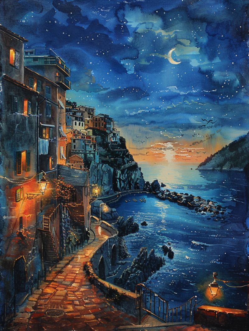 Waterpainting vernazza after sunset street accurate picture amazing demonstrating the mischiefs wild of human activities on la  waterpainting vernazza after sunset street