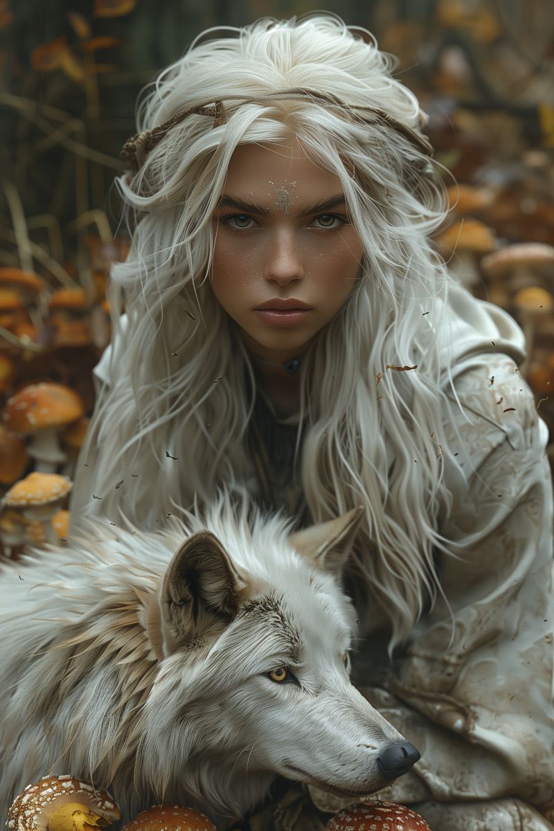 White haired chamanic witch wolf harvesting accurate picture amazing demonstrating the mischiefs wild of human activities on la  white haired chamanic witch wolf harvesting