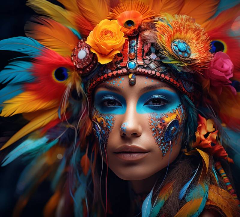 Colorful face makeup feathers style amazing photograph aerial showcasing the effects wild of nature on la colorful face makeup feathers style