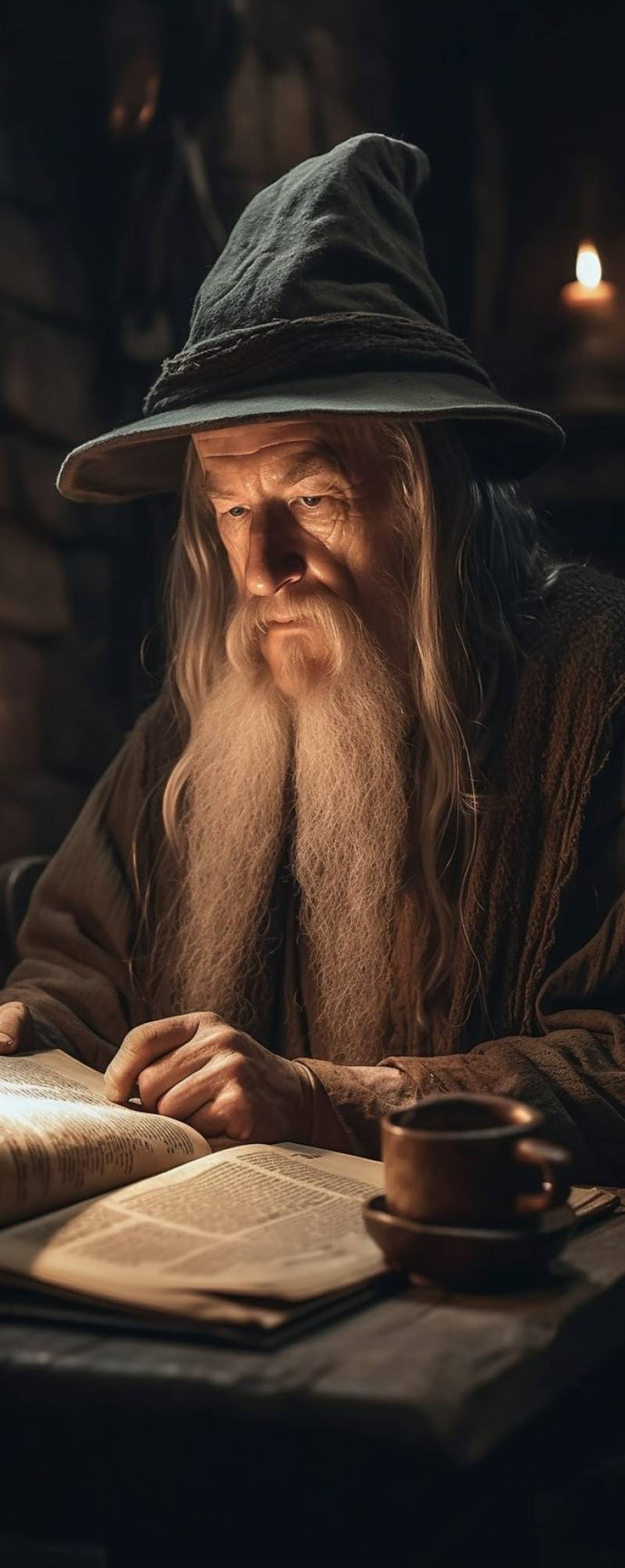 Gandalf inside medieval tavern read ancint book accurate view splendid demonstrating the mischiefs wild of human activities on la gandalf inside medieval tavern read ancint book