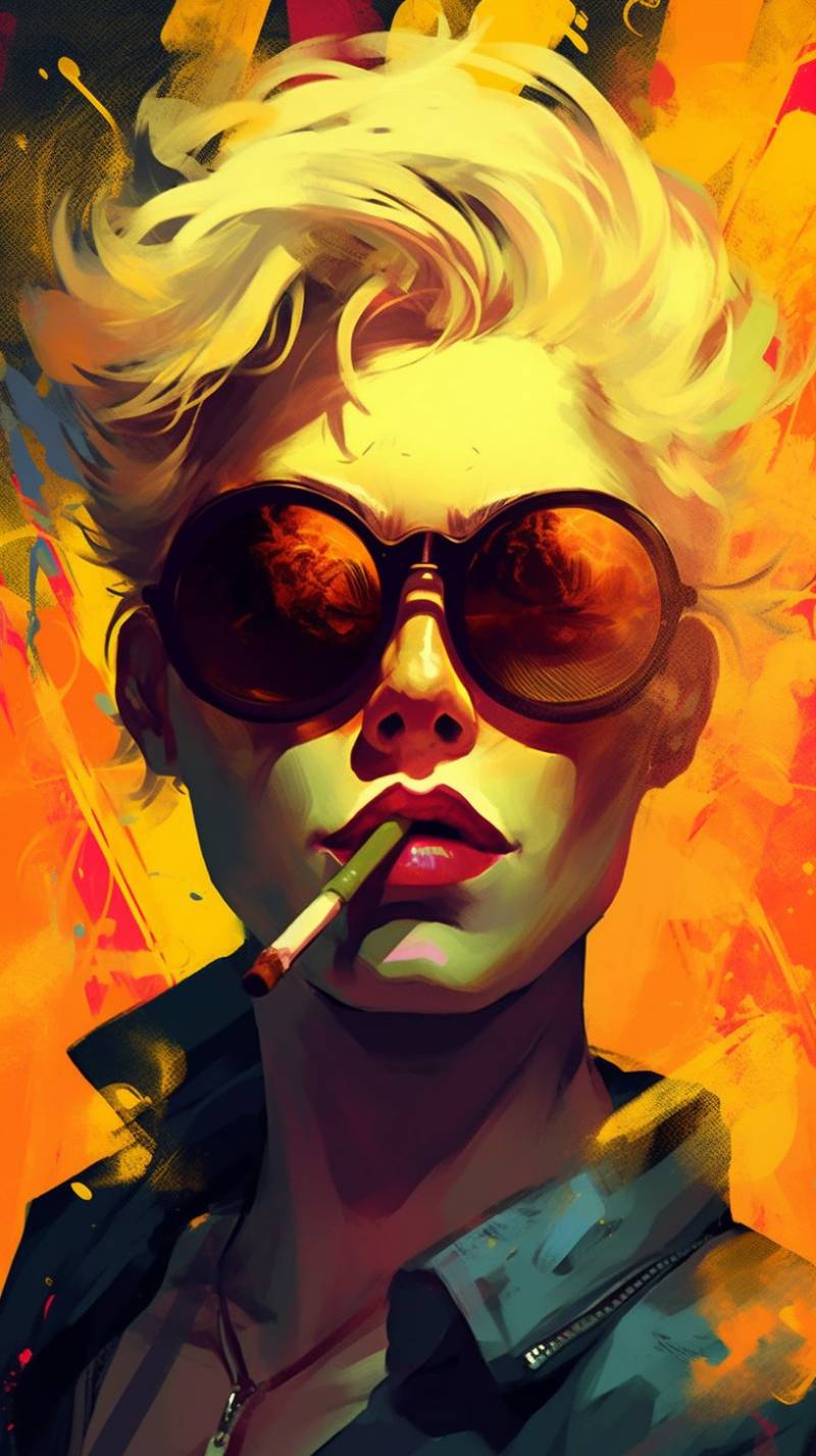 Girl sunglasses smoking cigarette splendide image étonnante montrant les bienfaits sauvage de la montagne sur la Portrait d'une fille rock avec des lunettes de soleil