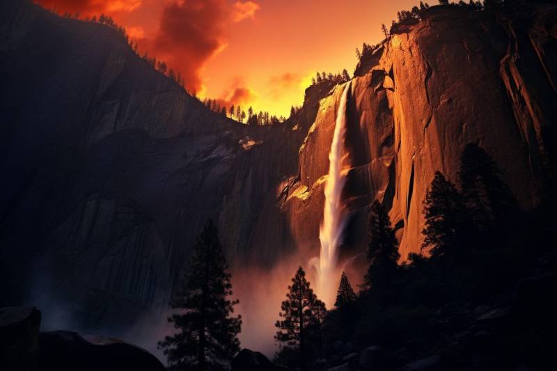 Yosemite fantasy firefall sunset amazing image aerial featuring the benefits wild of mountains on la yosemite fantasy firefall sunset