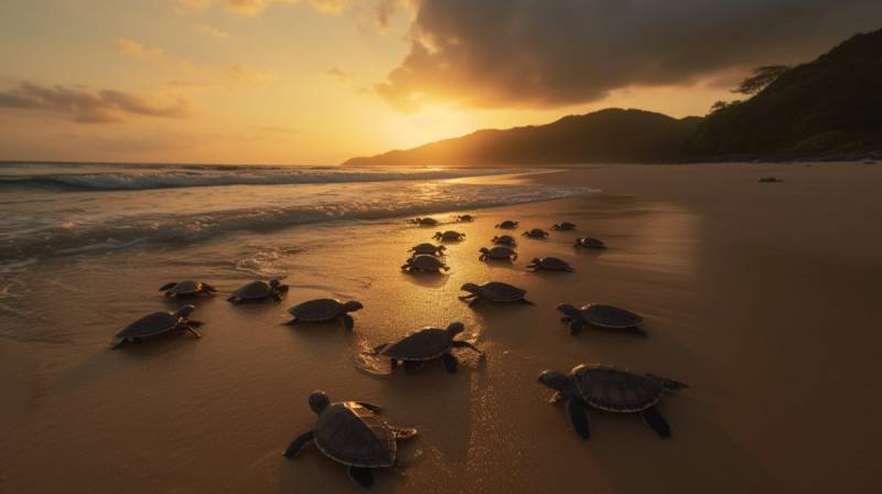 8k photography group baby turtles entering surprising picture astounding showing the state of wild of global warming on la 8k photography group baby turtles entering