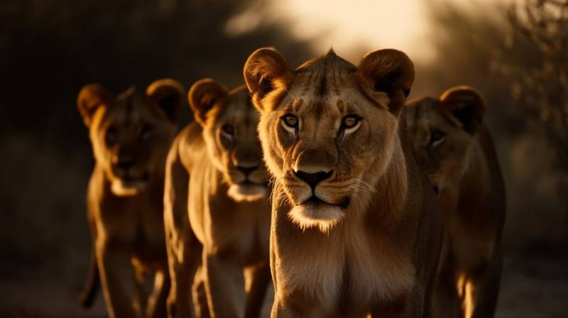 Group young lions looking playfull into camera amazing image astonishing showing the state of wild of global warming on la group young lions looking playfull into camera