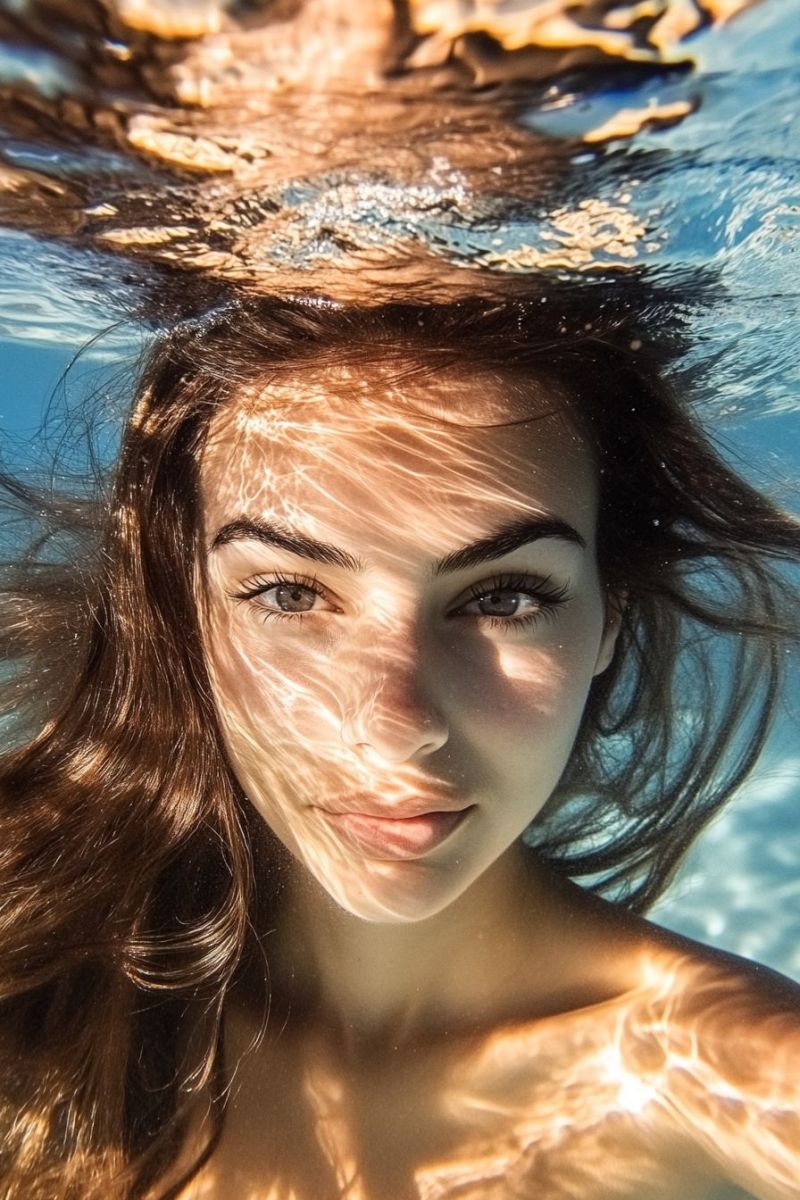 Sous marine natation femme plongee plongeoir cheveux bulles eau vision claire orientation prise naturelle dessus Sous marine natation femme plongee plongeoir cheveux bulles eau vision claire orientation prise naturelle dessus