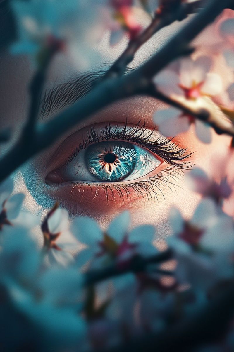 Petit format yeux irises focus ramure feuilles chene printemps framing florale doux focalisation molle portrayal genre feminin Petit format yeux irises focus ramure feuilles chene printemps framing florale doux focalisation molle portrayal genre feminin