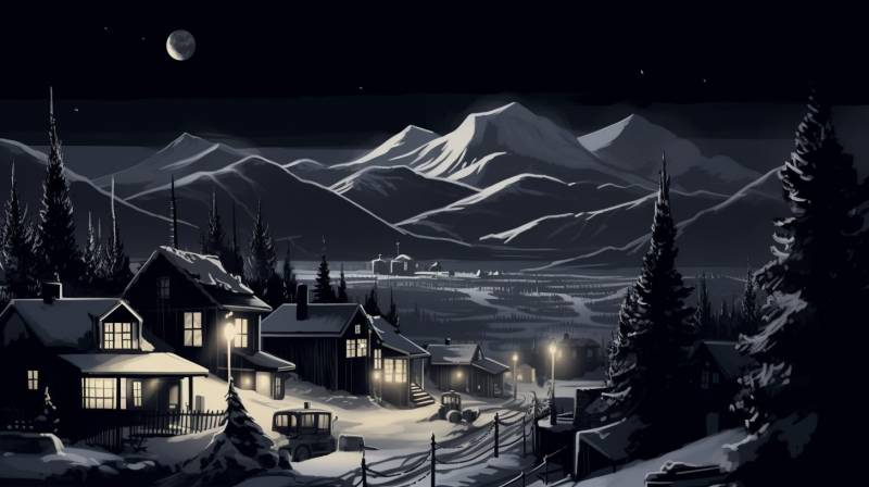 Winter village night snowy view lighted astounding image astonishing featuring the benefits wild of mountains on la winter village night snowy view lighted