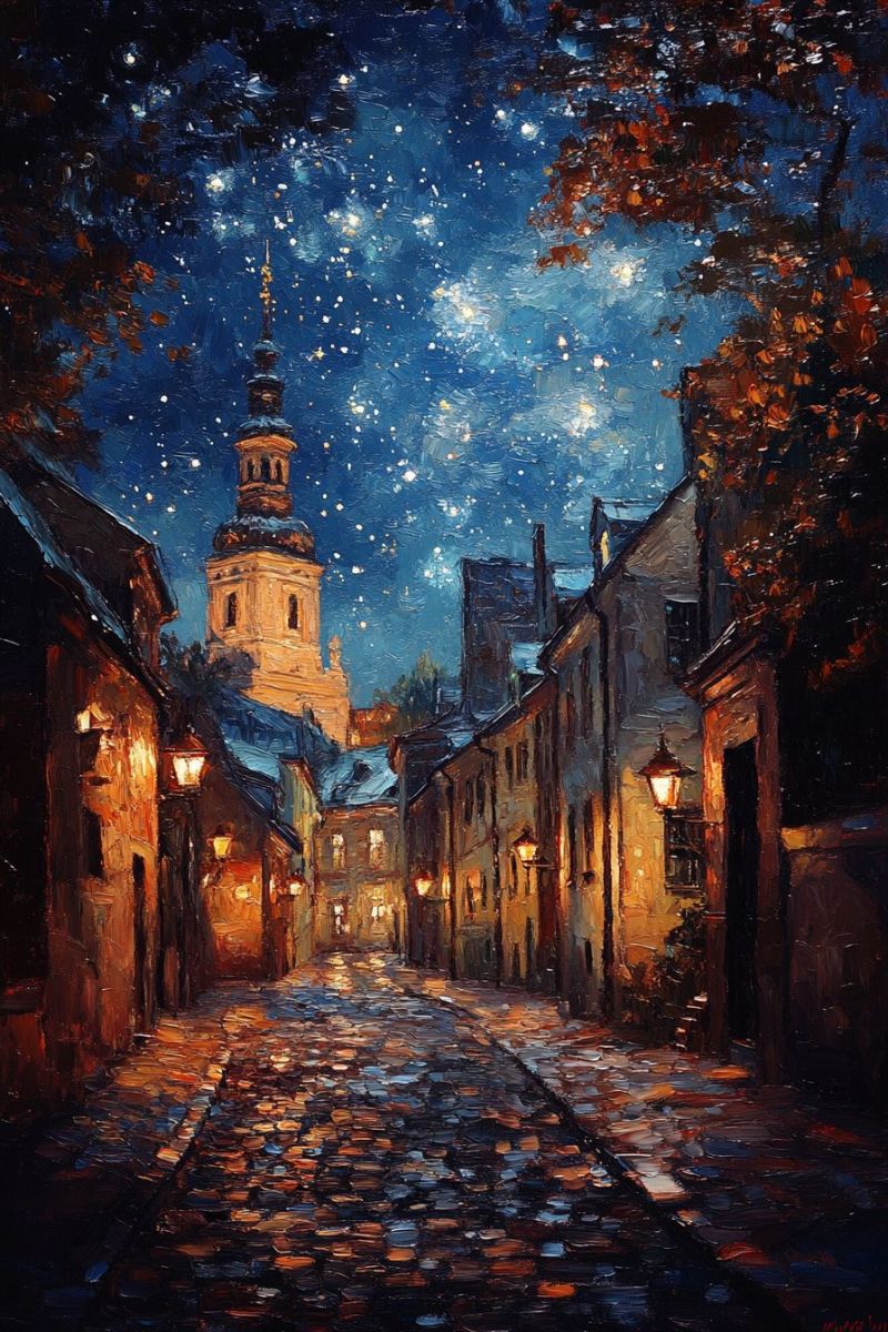 Oil painting cobblestone streets riga latvia accurate picture amazing demonstrating the mischiefs wild of human activities on la oil painting cobblestone streets riga latvia