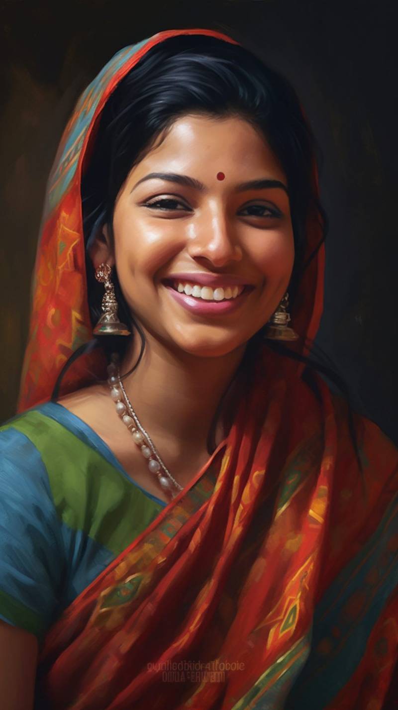 Portrait smiling indian woman tradi aerial view accurate demonstrating the mischiefs wild of human activities on la portrait smiling indian woman tradi