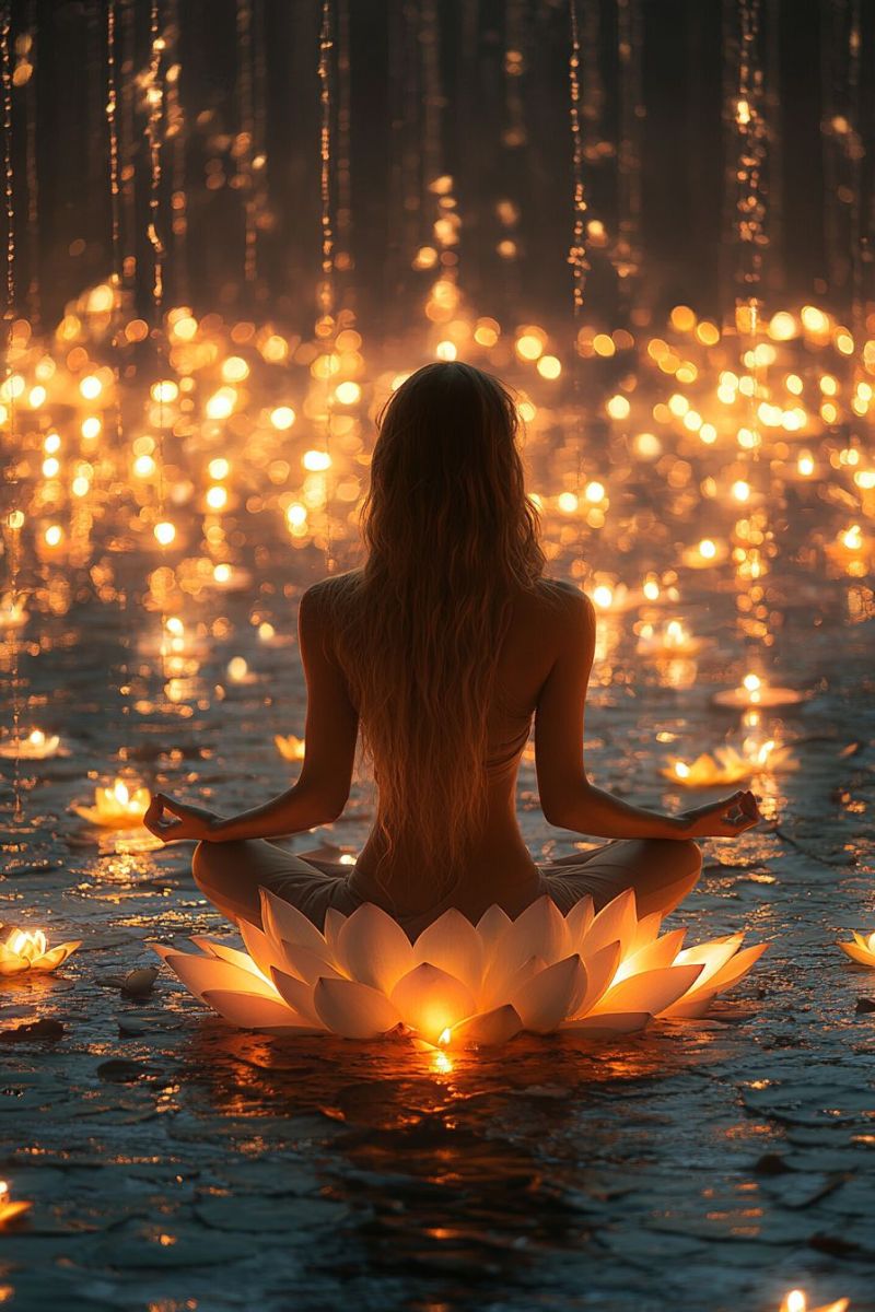 Beautiful woman sitting buddha pose giant lotus accurate picture amazing demonstrating the mischiefs wild of human activities on la beautiful woman sitting buddha pose giant lotus