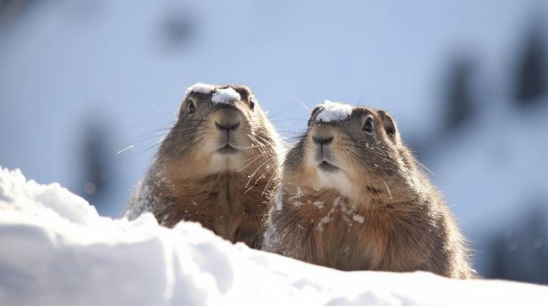 Deux marmottes sortant museau neige aerial picture accurate demonstrating the mischiefs wild of human activities on la deux marmottes sortant museau neige