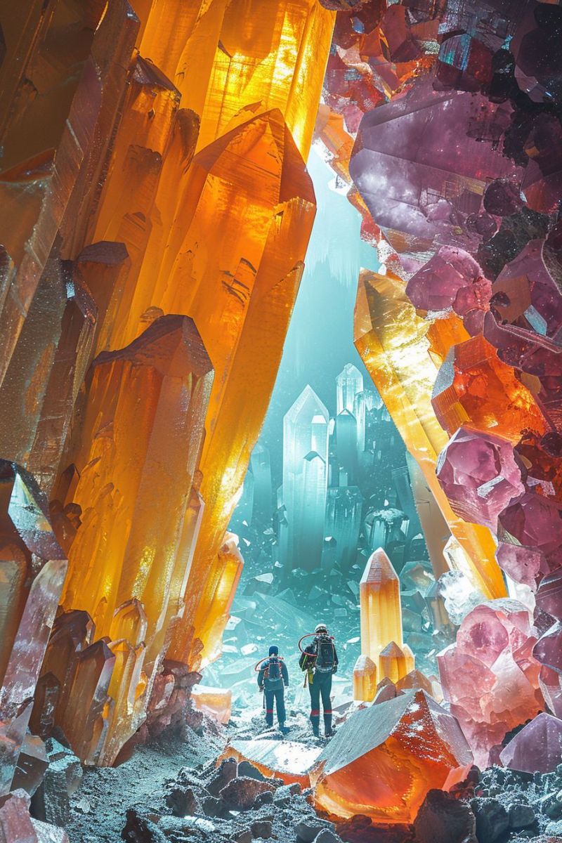 Diving into cave shiny colorful crystals accurate picture amazing demonstrating the mischiefs wild of human activities on la diving into cave shiny colorful crystals