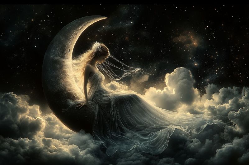 Fantaisie lune onirique ethere fantasy beaute celeste ange cosmique composition surrealiste ciel nocturne royaume magique muse myst Fantaisie lune onirique ethere fantasy beaute celeste ange cosmique composition surrealiste ciel nocturne royaume magique muse myst