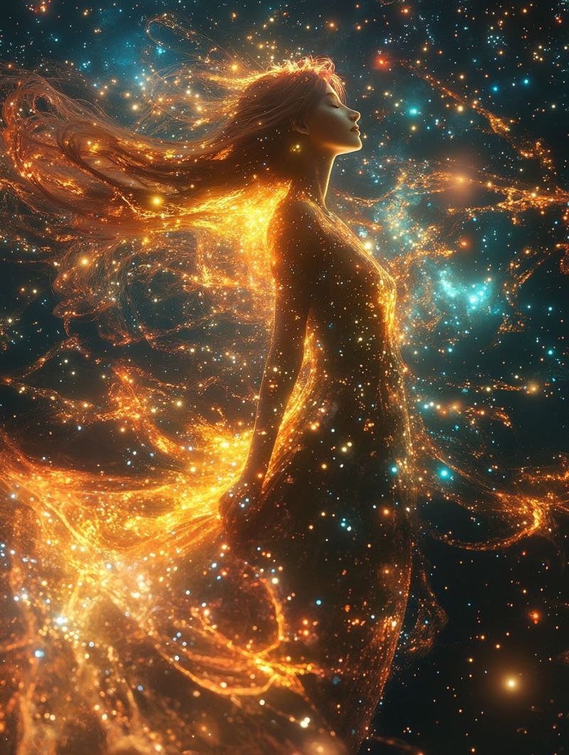 Glowing woman silhouette falling space hairs t accurate picture amazing demonstrating the mischiefs wild of human activities on la glowing woman silhouette falling space hairs t