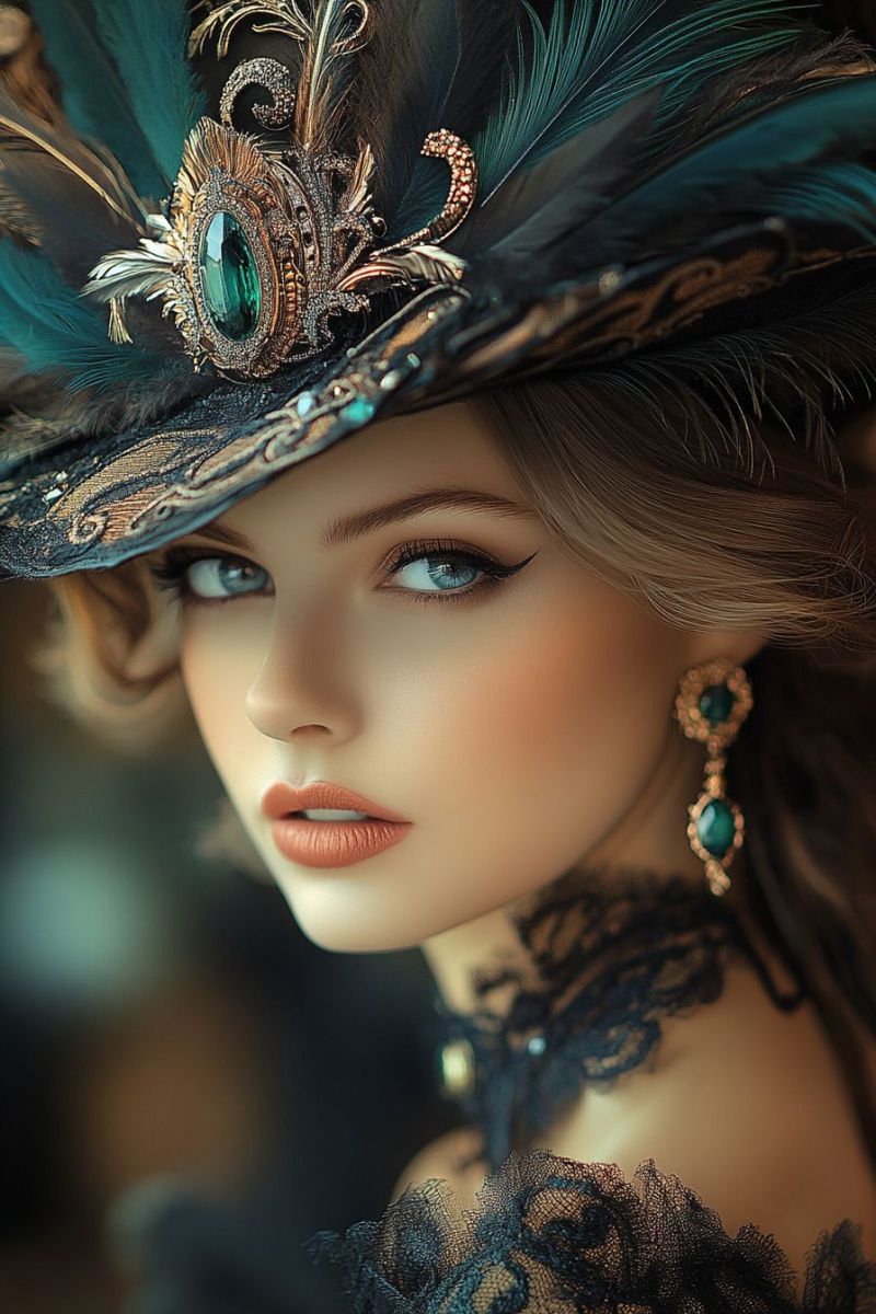 Mode steampunk coiffure victorienne feminins bijoux teal maquillage elegant accessorise collier oreille diademe orne pierres Mode steampunk coiffure victorienne feminins bijoux teal maquillage elegant accessorise collier oreille diademe orne pierres