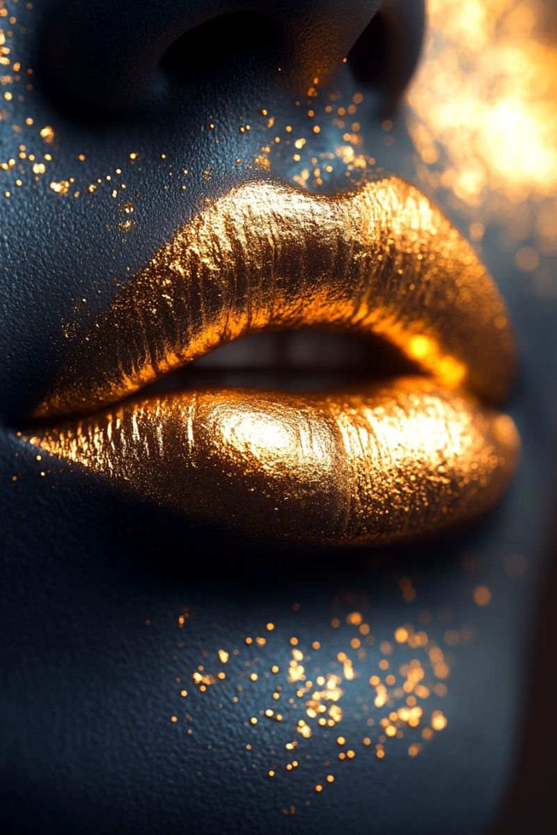 Gold glitter makeup glamorous golden lipstick paint shimmering lip highlight shimmer stunning Gold glitter makeup glamorous golden lipstick paint shimmering lip highlight shimmer stunning