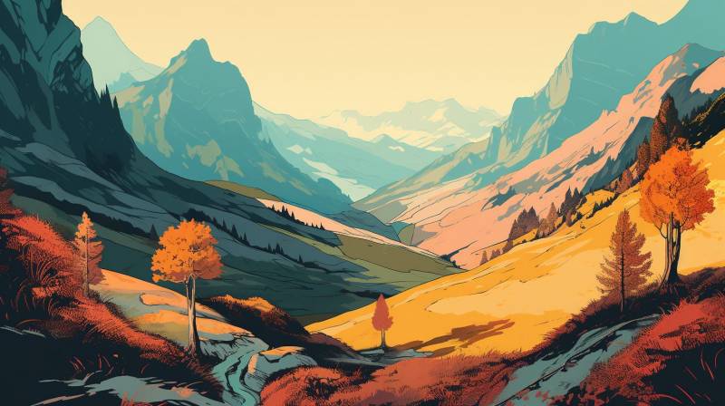 Illustration col des aravis colorful 8k étonnante photographie surprennante montrant les effets sauvage de la nature sur la illustration col des aravis colorful 8k