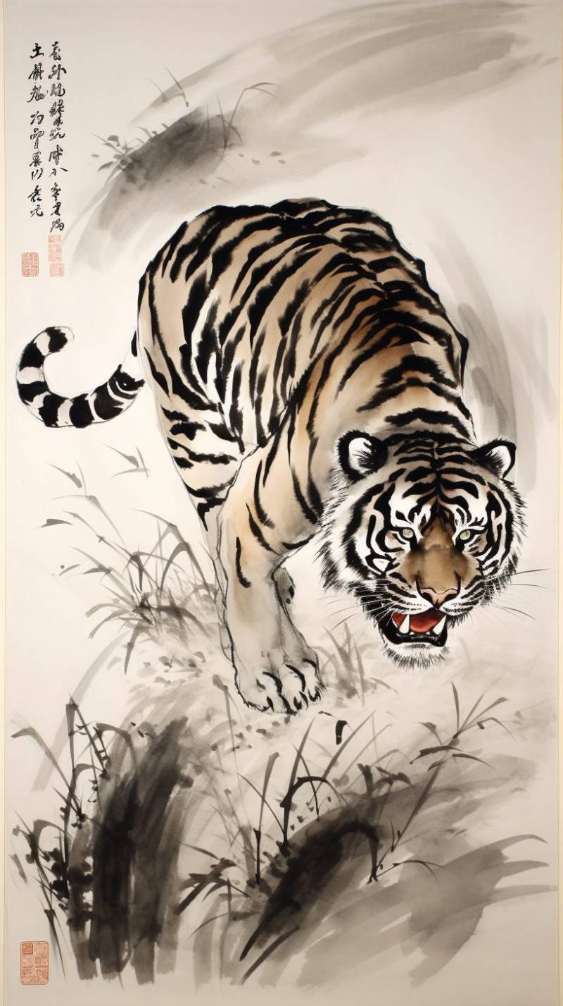 Ink paintingg roaring tiger body qi baishi bla astounding image aerial featuring the benefits wild of mountains on la ink paintingg roaring tiger body qi baishi bla