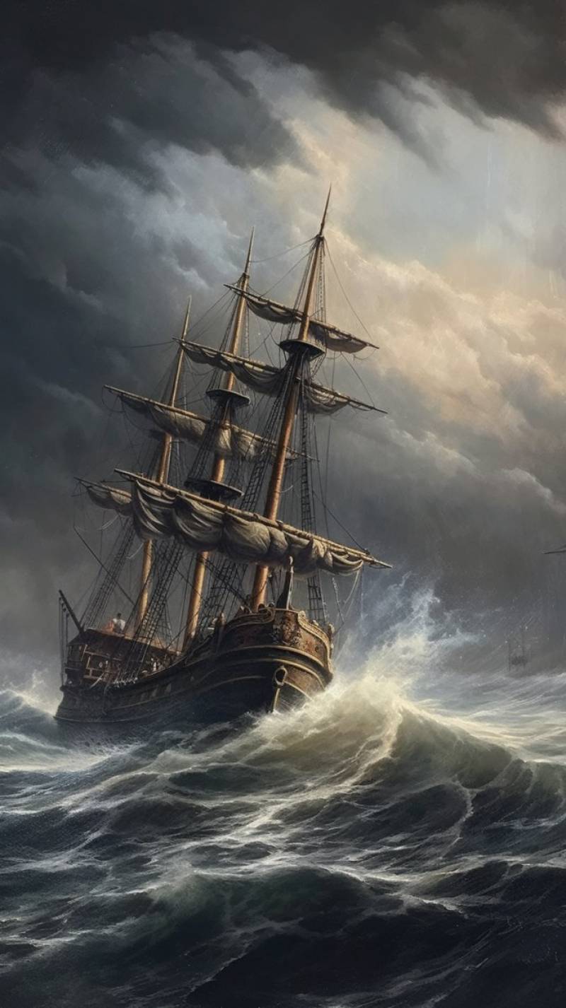 Oil painting canvas spanish colonial ship storm astounding picture amazing showcasing the effects wild of nature on la oil painting canvas spanish colonial ship storm