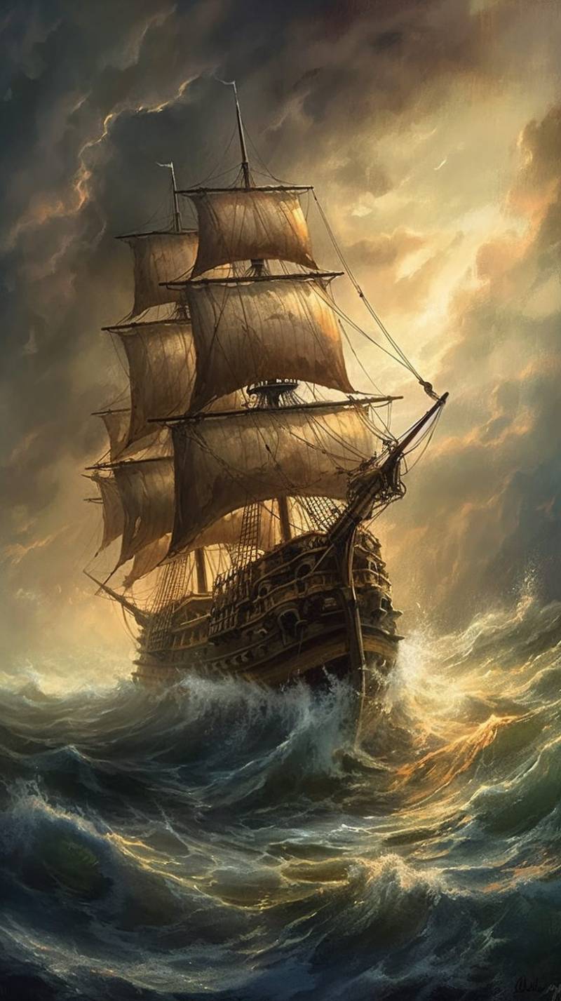Oil painting canvas spanish colonial ship storm accurate photograph astounding demonstrating the mischiefs wild of human activities on la oil painting canvas spanish colonial ship storm