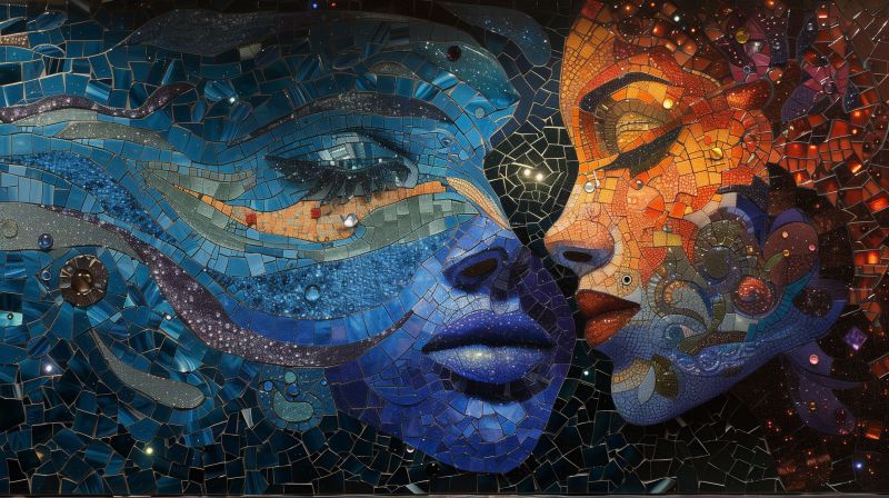 Paiting mosaic cosmic godesses spreading love accurate picture amazing demonstrating the mischiefs wild of human activities on la paiting mosaic cosmic godesses spreading love