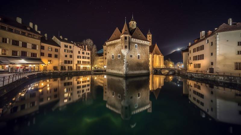 Palais lile vielle ville annecy night starry amazing photograph astounding showcasing the effects wild of nature on la palais lile vielle ville annecy night starry