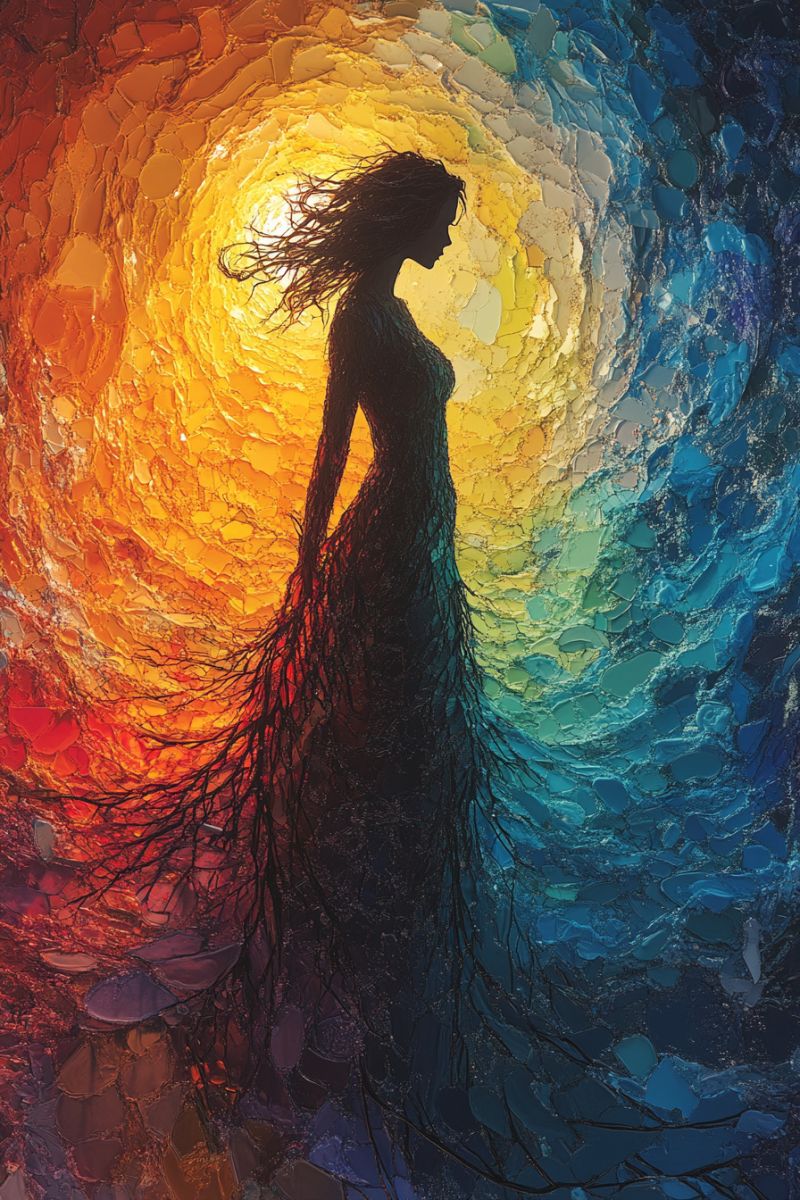 Woman long colorful dress getting out cave made accurate picture amazing demonstrating the mischiefs wild of human activities on la woman long colorful dress getting out cave made