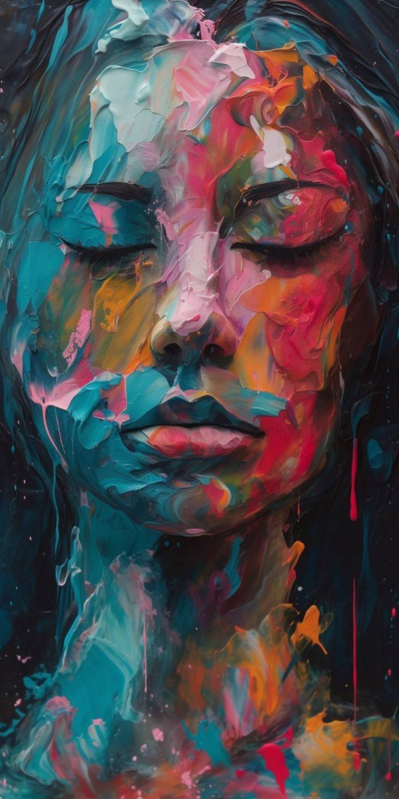 Painting oil canvas abstract women face astonishing image surprising showing the state of wild of global warming on la painting oil canvas abstract women face