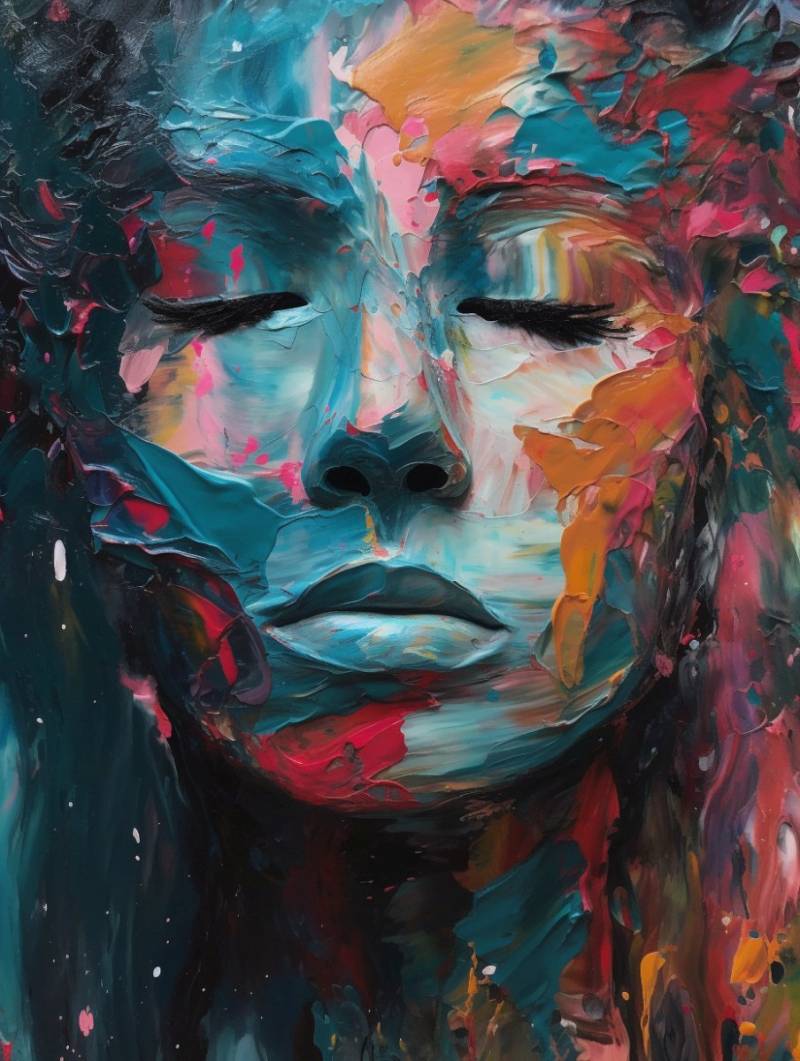 Painting oil canvas abstract women face accurate image splendid showcasing the effects wild of nature on la painting oil canvas abstract women face