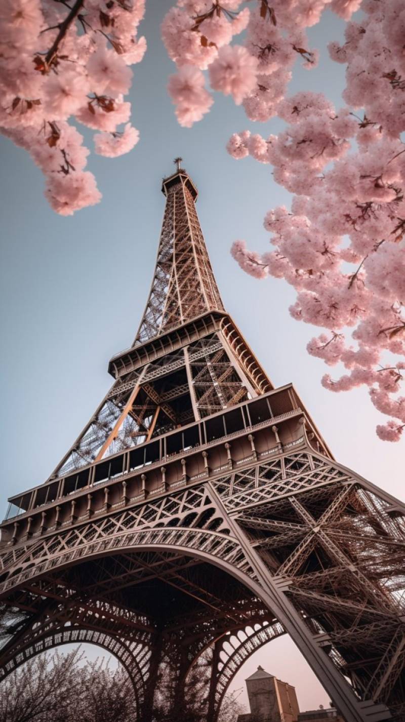 Paris eiffel tower sakura eiffel tower below dawn cherry blossom flower aerial image astounding showcasing the effects wild of nature on la paris eiffel tower sakura eiffel tower below dawn cherry blossom flower