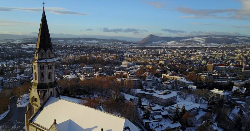 Visitation en hiver  Annecy aerial view surprising showcasing the effects wild of nature on la Visitation en hiver  Annecy