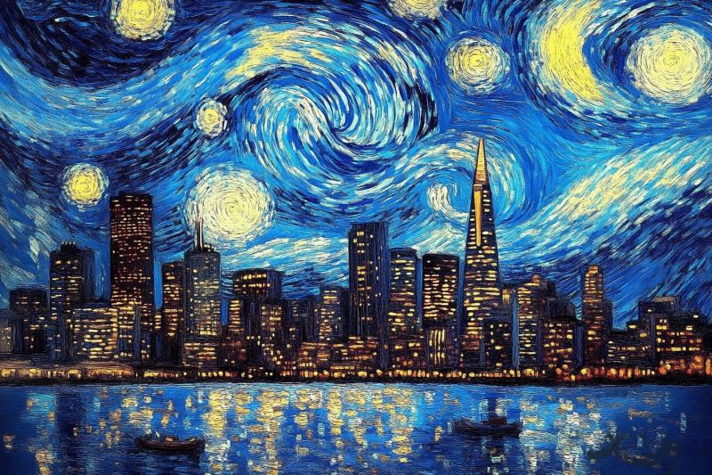 San francisco city skyline by van gogh San francisco city skyline by van gogh