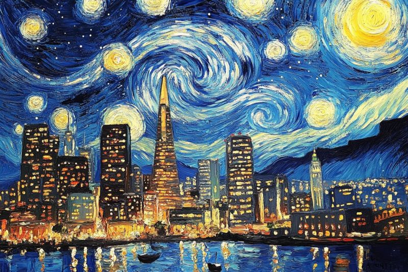 San francisco city skyline by van gogh san francisco city skyline by van gogh