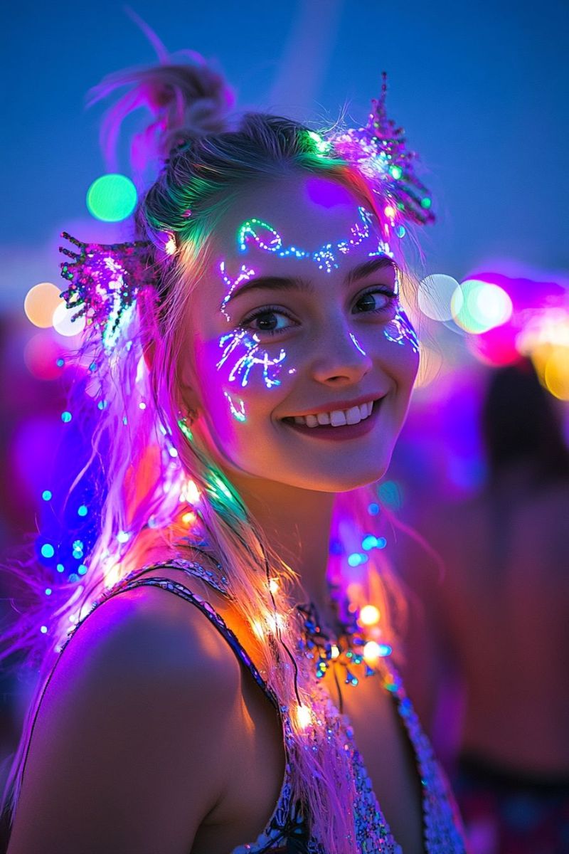 Burning man young beautiful girl makeup light painting burning man young beautiful girl makeup light painting