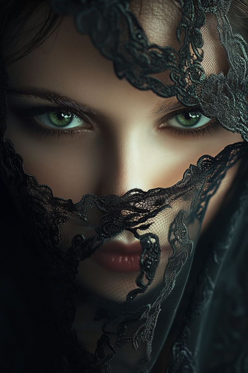 Woman beauty fashion lace veil gothic makeup eye facial feature modeling mask mysteriou elegance dark hair nose ring jewelry Woman beauty fashion lace veil gothic makeup eye facial feature modeling mask mysteriou elegance dark hair nose ring jewelry