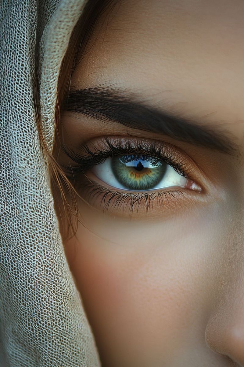 Photographiques yeux femme profil serre eclairage doux lashes beaux verts visage taille masque Photographiques yeux femme profil serre eclairage doux lashes beaux verts visage taille masque