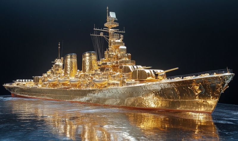 Battleship covered gold image picture photograph accurate picture amazing demonstrating the mischiefs wild of human activities on la battleship covered gold