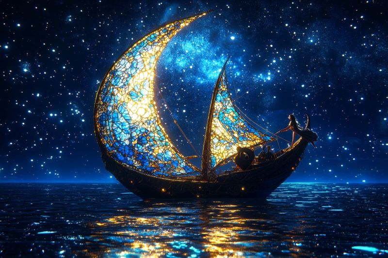 Bateau voilier nocturne mer sous lune aurora boreale ciel croisiere mystique reve spatial oceanique surreal illumination marine fantasy eau aventure Bateau voilier nocturne mer sous lune aurora boreale ciel croisiere mystique reve spatial oceanique surreal illumination marine fantasy eau aventure