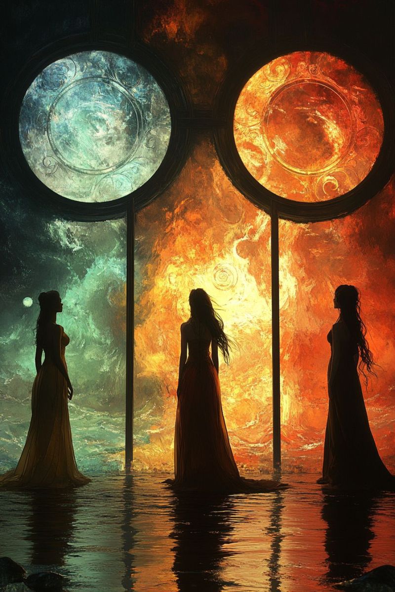 Digital painting depicting four elements fire wat accurate picture amazing demonstrating the mischiefs wild of human activities on la digital painting depicting four elements fire wat