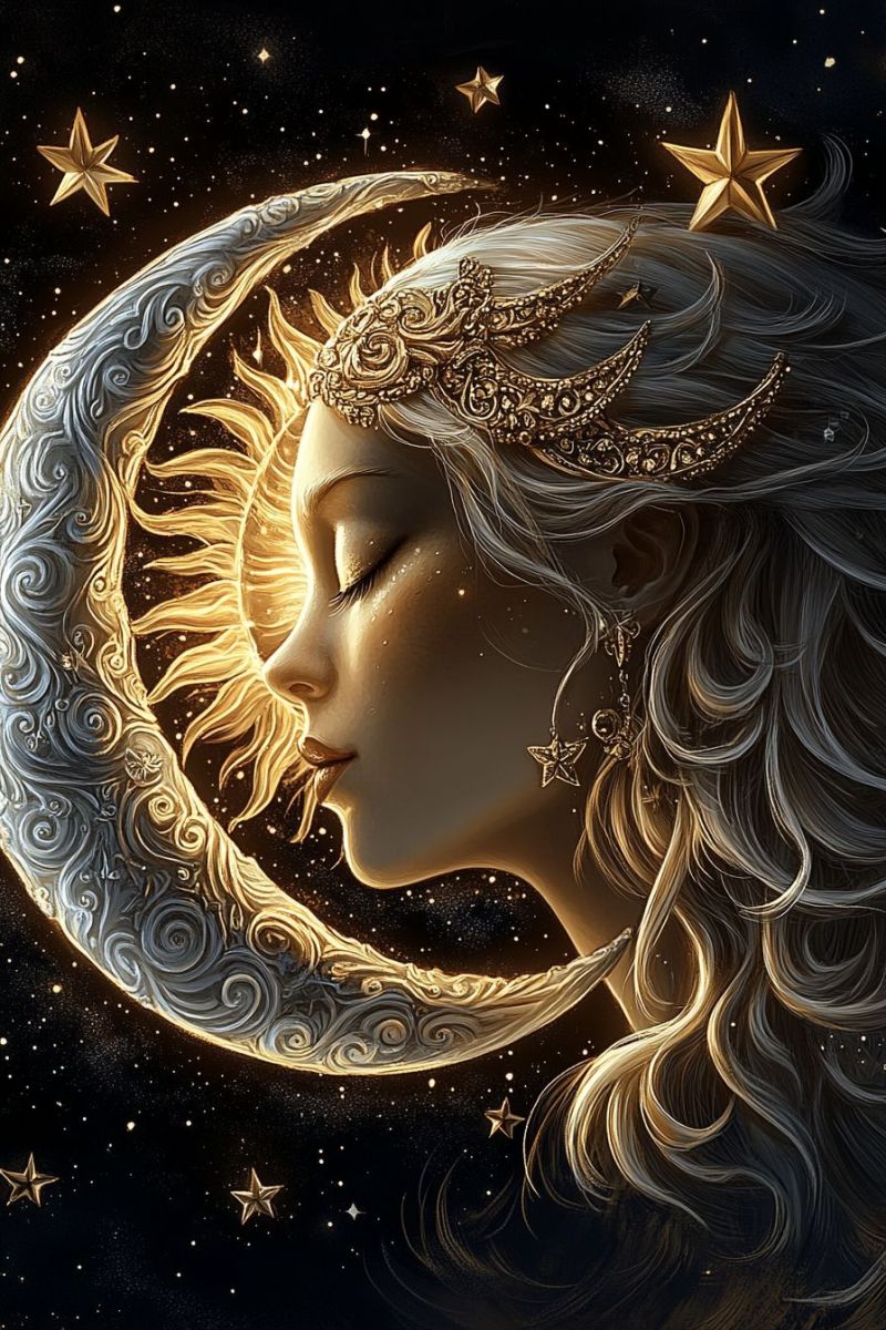 Moon phase fantasy celestial eclipse poster female drawing cosmic imagery astral painting night sky spiritual concept astrological lunar Moon phase fantasy celestial eclipse poster female drawing cosmic imagery astral painting night sky spiritual concept astrological lunar