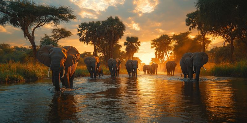 Herd elephants river acacia trees back image accurate picture amazing demonstrating the mischiefs wild of human activities on la herd elephants river acacia trees back