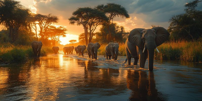 Herd elephants river acacia trees back image accurate picture amazing demonstrating the mischiefs wild of human activities on la herd elephants river acacia trees back