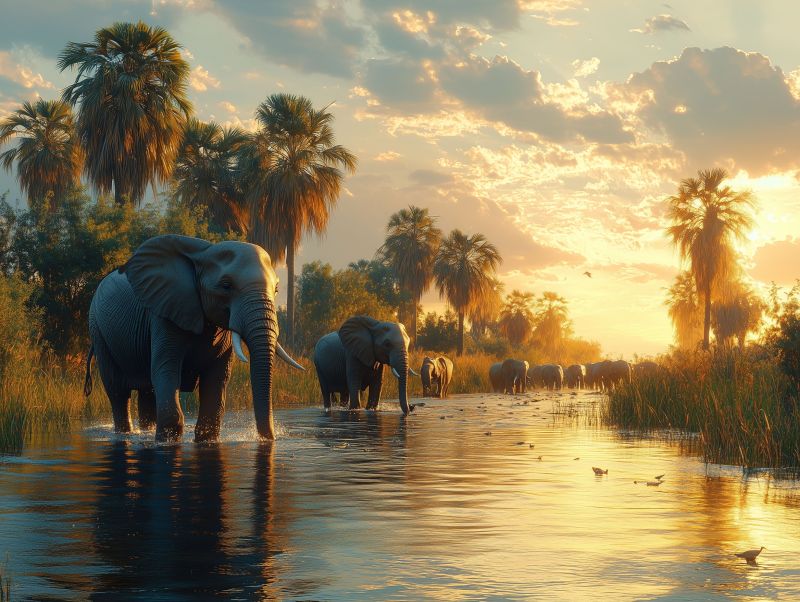 Herd elephants river palm trees acac image accurate picture amazing demonstrating the mischiefs wild of human activities on la herd elephants river palm trees acac