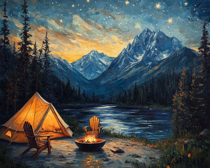 Painting outdoor campsite mountains image accurate picture amazing demonstrating the mischiefs wild of human activities on la painting outdoor campsite mountains