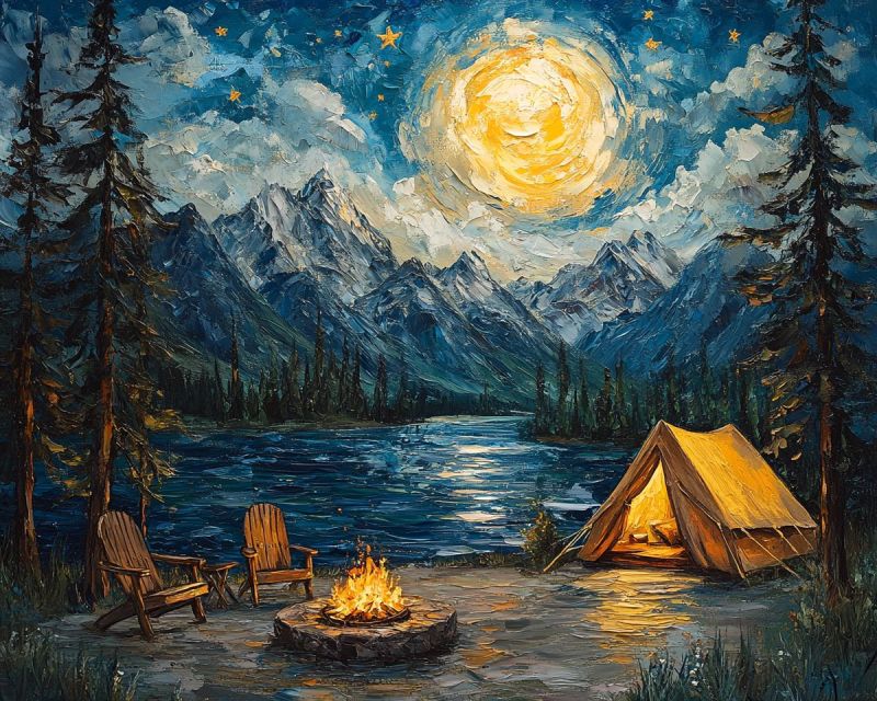 Painting outdoor campsite mountains b image accurate picture amazing demonstrating the mischiefs wild of human activities on la painting outdoor campsite mountains b