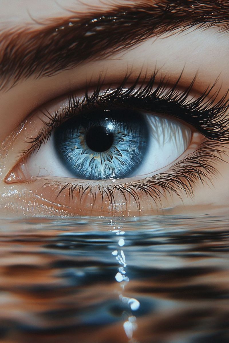 Crystal blue eye water droplet reflection falling human emotion eyelashe female portraiture tear Crystal blue eye water droplet reflection falling human emotion eyelashe female portraiture tear