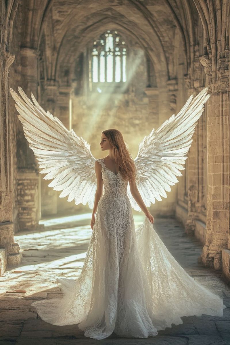 Divine female angel walking cathedral aisle direct eye accurate picture amazing demonstrating the mischiefs wild of human activities on la divine female angel walking cathedral aisle direct eye