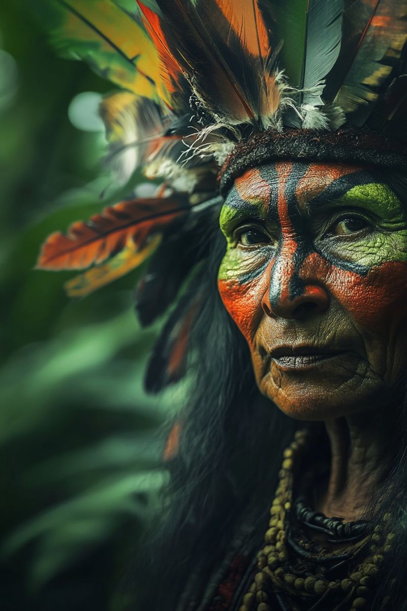 Native american man indigenous tribe tribal costume indian headdre colorful feather traditional attire chief culture tradition nature forest Native american man indigenous tribe tribal costume indian headdre colorful feather traditional attire chief culture tradition nature forest