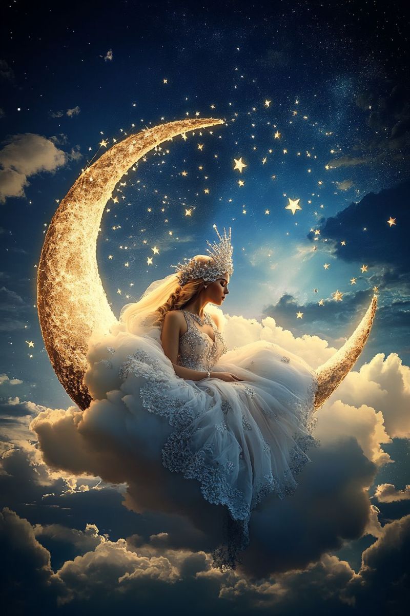 Wedding announcement romantic poster moonlit night celestial ethereal fantasy bride moon dreamy invitation Wedding announcement romantic poster moonlit night celestial ethereal fantasy bride moon dreamy invitation