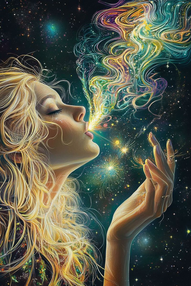 Female cosmic smoking woman science fiction space astrology starry night nebula mystical vapor creative Female cosmic smoking woman science fiction space astrology starry night nebula mystical vapor creative